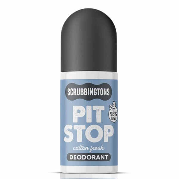 Scrubbingtons Pit Stop Cotton Fresh deodorant 75ml, imported from the UK