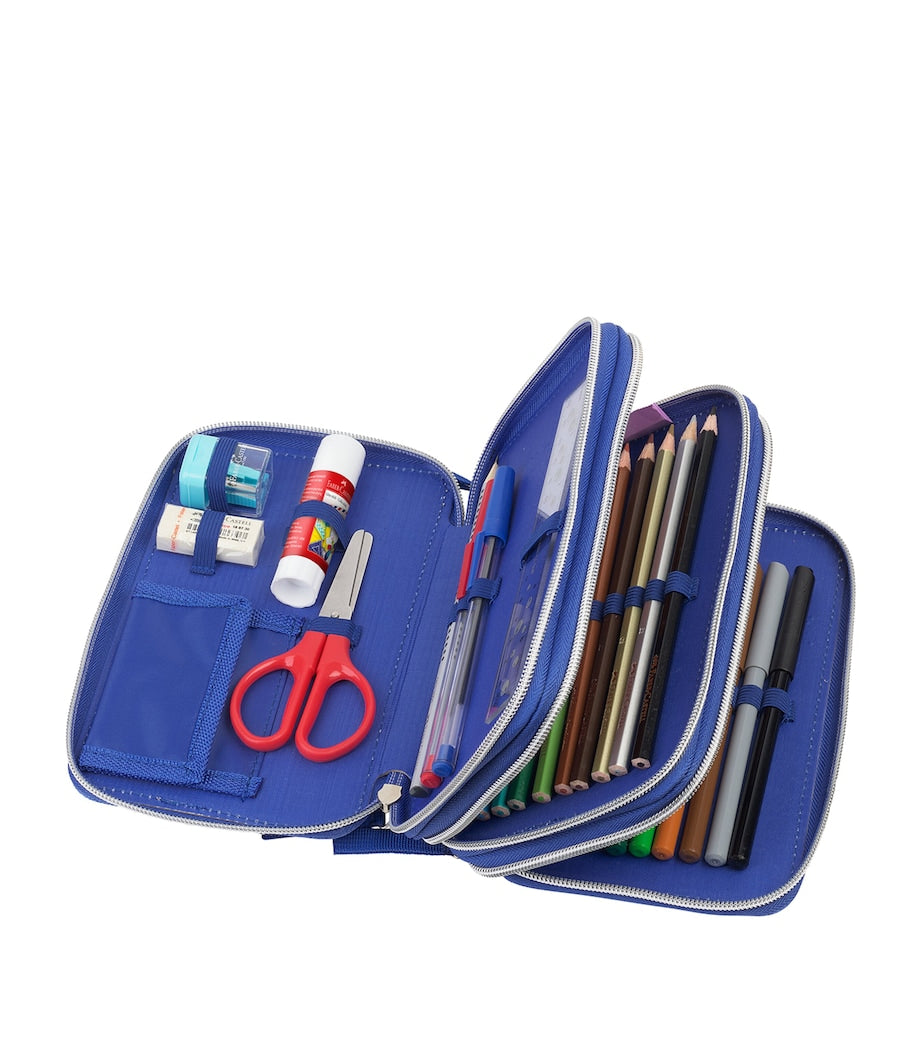 Faber-Castell dinosaur-themed triple decker pencil case with stationery set - British product