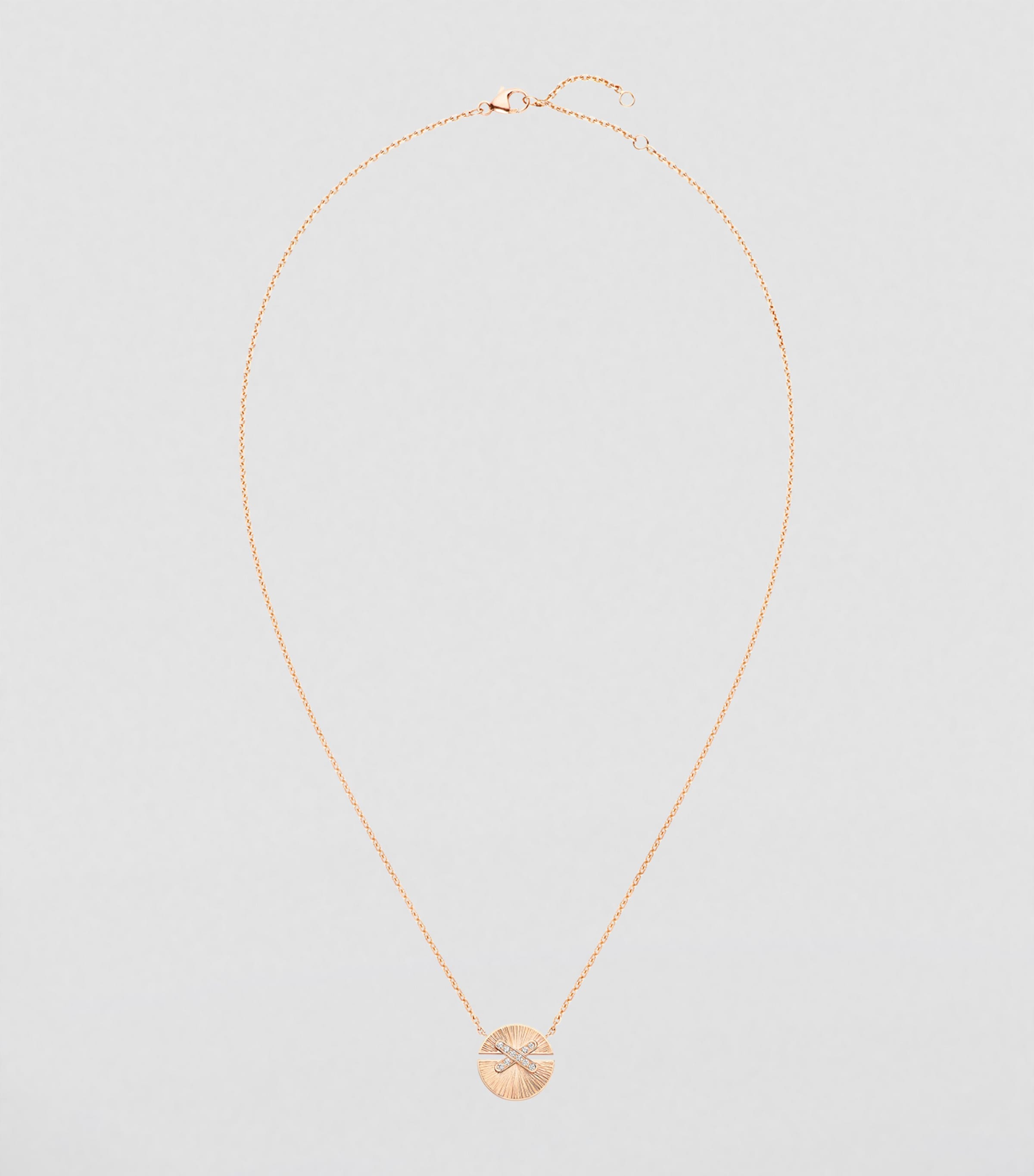 Chaumet small rose gold diamond pendant necklace (British brand)
