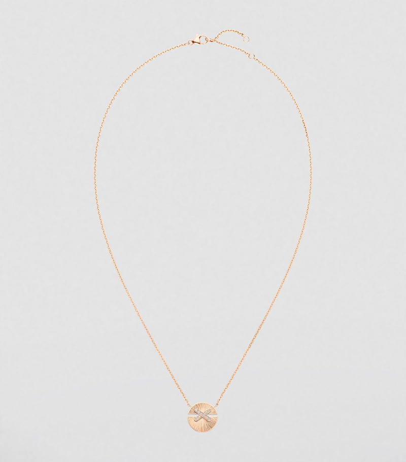 Chaumet small rose gold diamond pendant necklace (British brand)