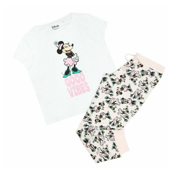 Disney Womens Good Vibes Minnie Mouse Long Pyjama Set (M)