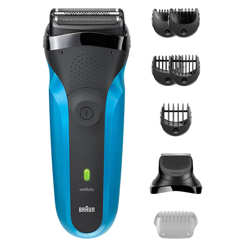 Braun Series 3 electric shaver black blue, imported from the UK