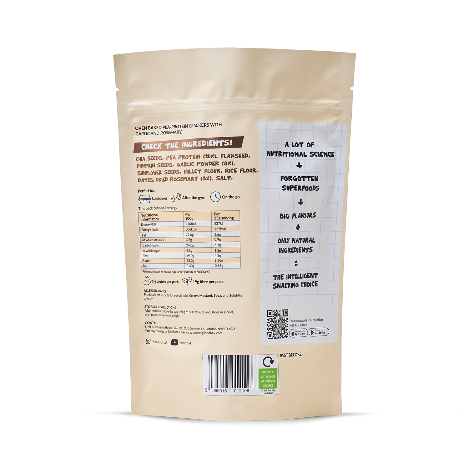Rosemary Garlic Protein Crackers with chia seeds and pea protein, UK version