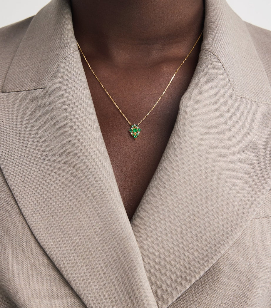 Suzanne Kalan diamond and emerald necklace in yellow gold, UK version