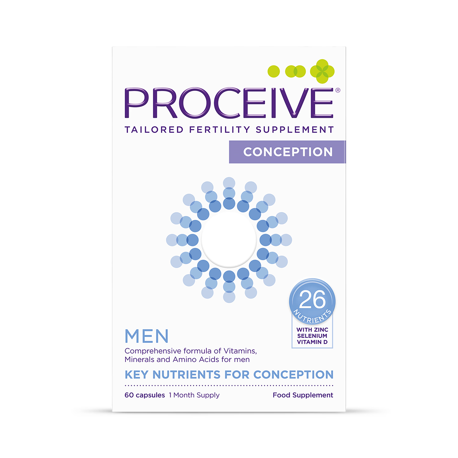 Proceive Men Advanced Fertility Supplement 60 capsules, imported from the UK