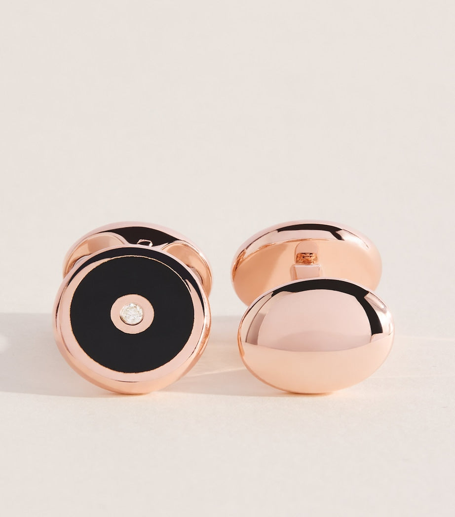 Deakin & Francis Manschettenknöpfe Roségold plattiert Diamant Onyx, UK Version