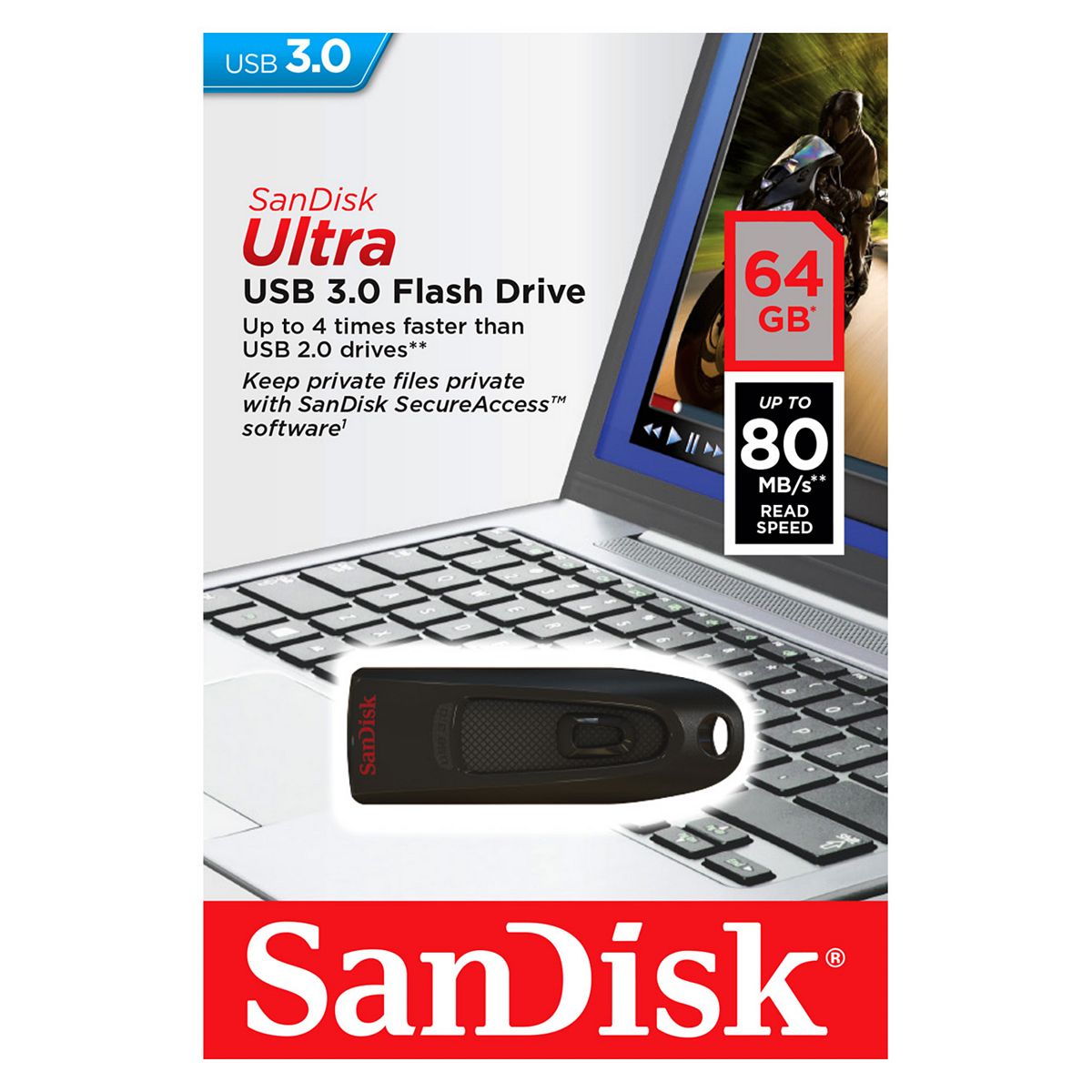 Sandisk 64GB Ultra USB 3.0 Flash Drive GOODS Boots   