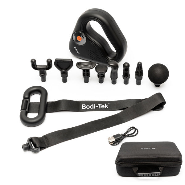 Bodi-Tek sports massage gun with lateral action belt, UK version