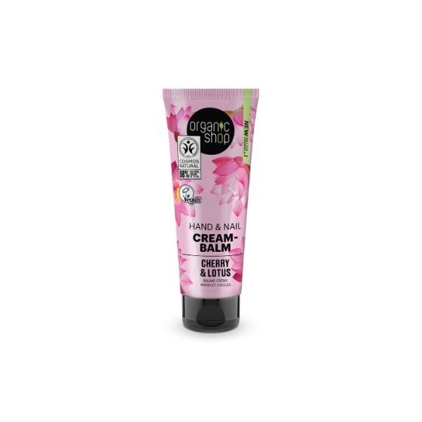 Organic Shop Hand & Nail Cream Cherry & Lotus 75ml (British brand)