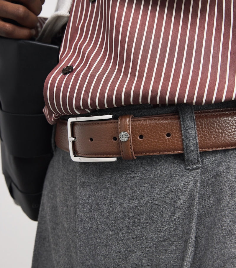 Harrods leather belt with metallic H logo, Italian craftsmanship (British brand)
