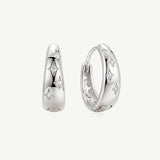 MUCHV small huggie hoop earrings with stars in silver, UK version