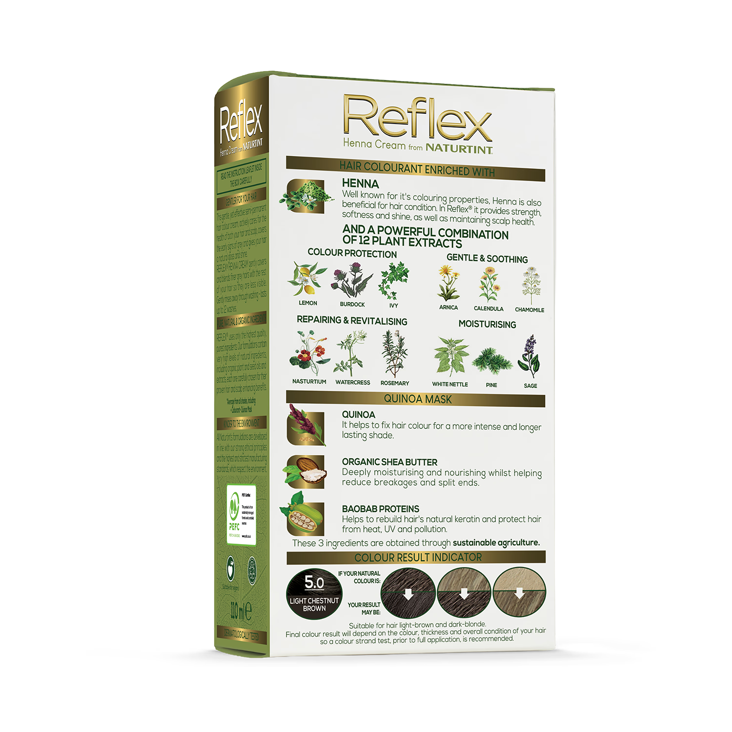 Naturtint Reflex henna cream 5.0 Light Chestnut Brown, imported from the UK