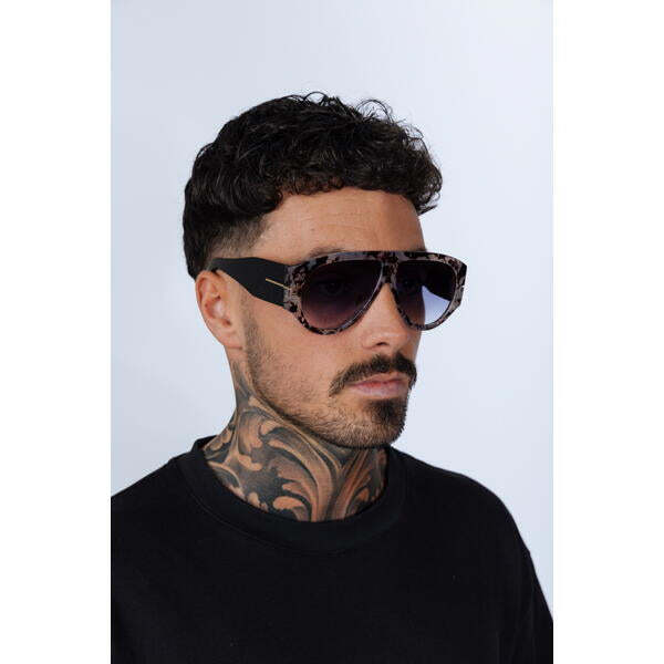 SVNX oversized rounded sunglasses brown black, UK version