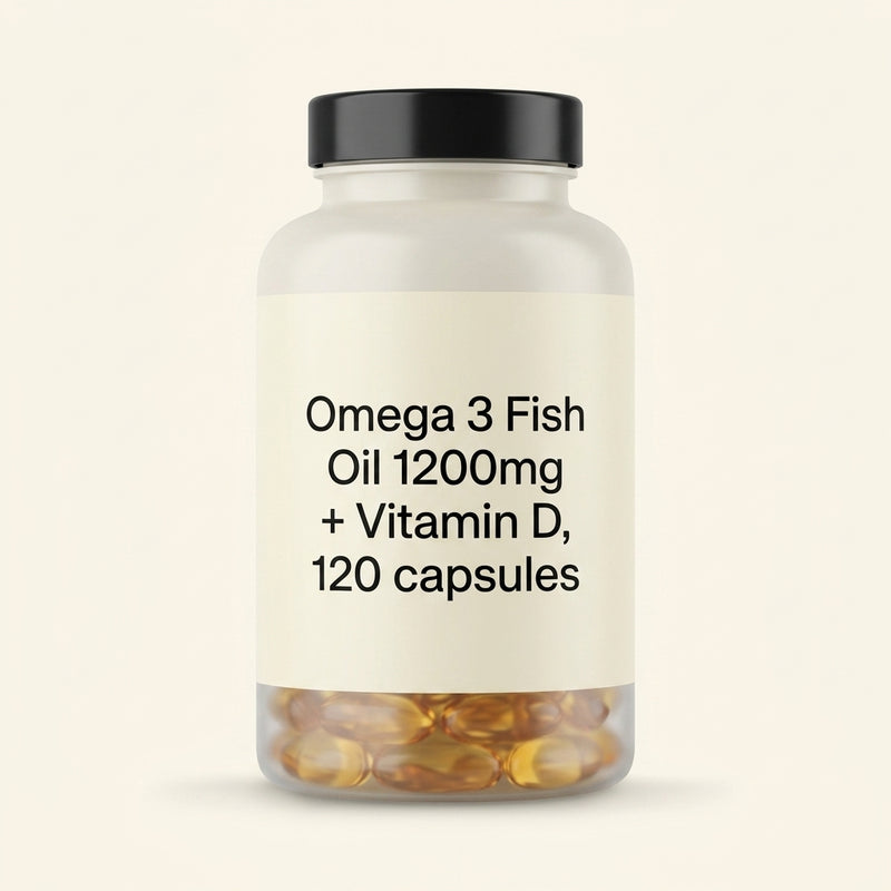 Holland & Barrett fish oil D3 1200mg capsules, UK version