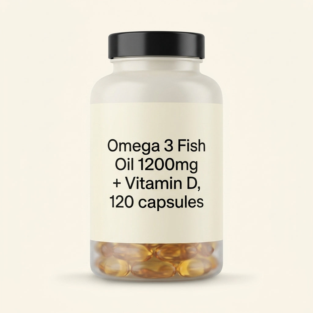 Holland & Barrett fish oil D3 1200mg capsules, UK version