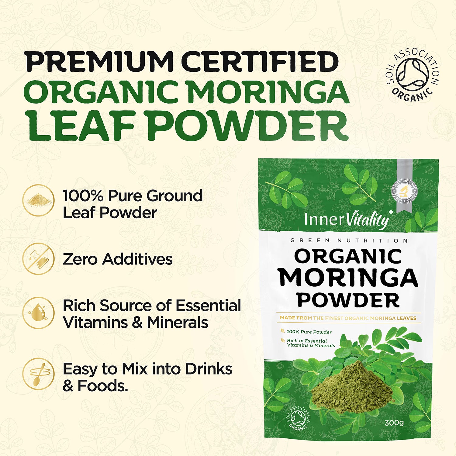 Inner Vitality organic moringa powder 300g (British brand)