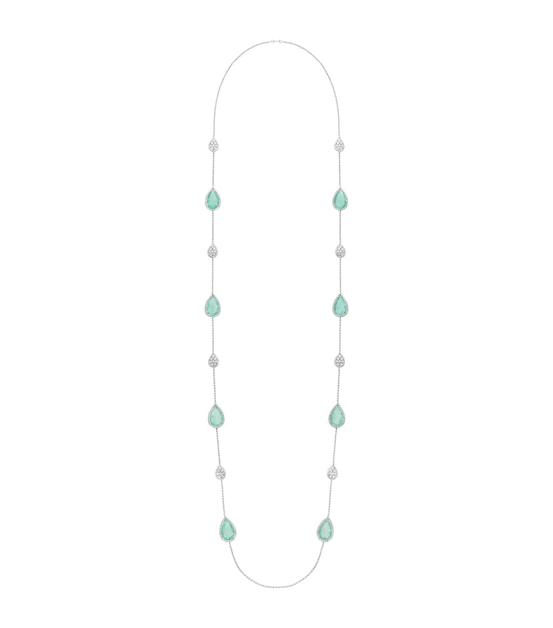 Boucheron Serpent Bohème necklace in white gold with diamonds and aquaprase, UK version