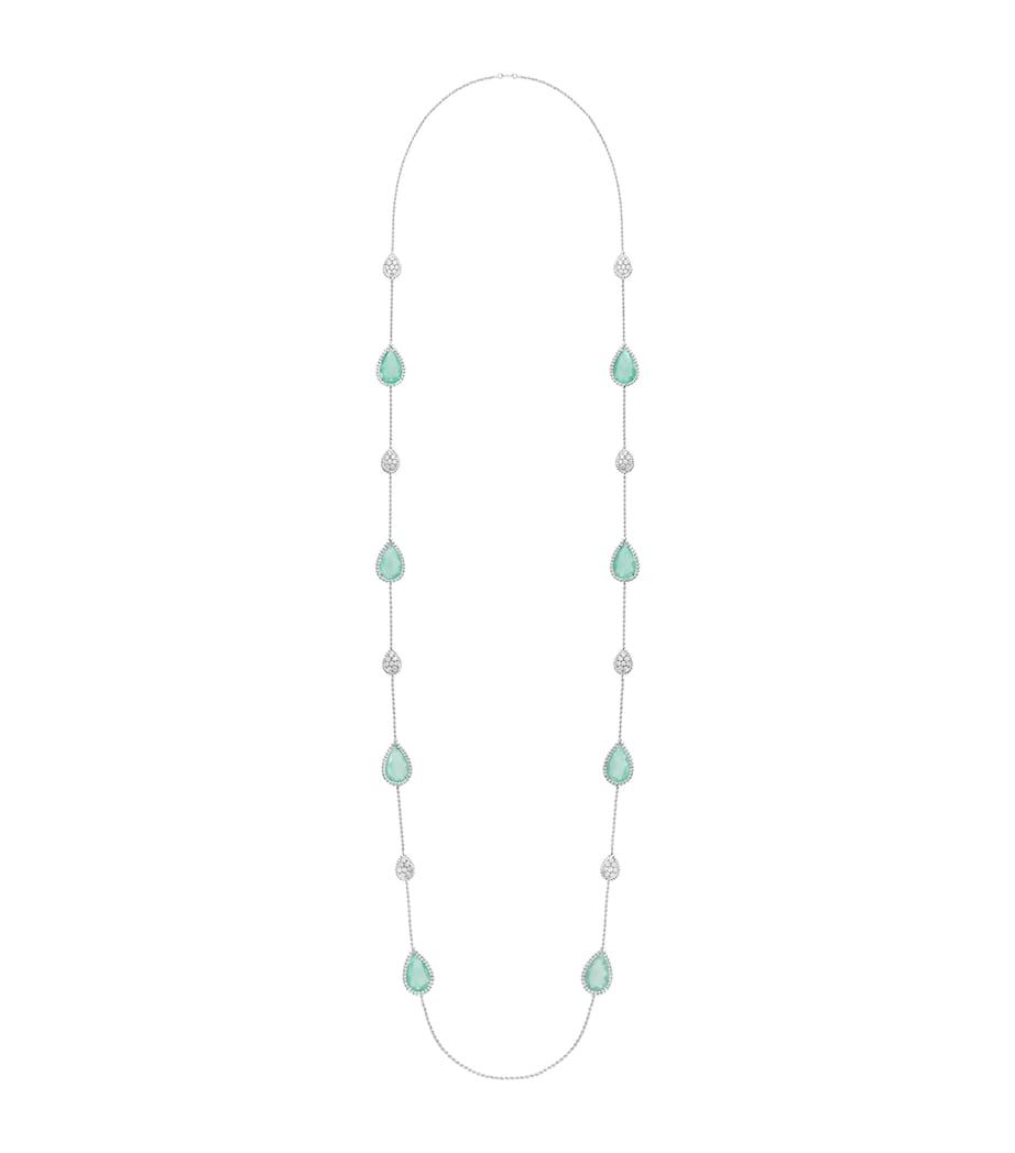 Boucheron Serpent Bohème necklace in white gold with diamonds and aquaprase, UK version