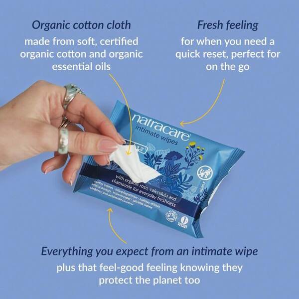 Natracare organic intimate wipes 6 x 12 pack - British product