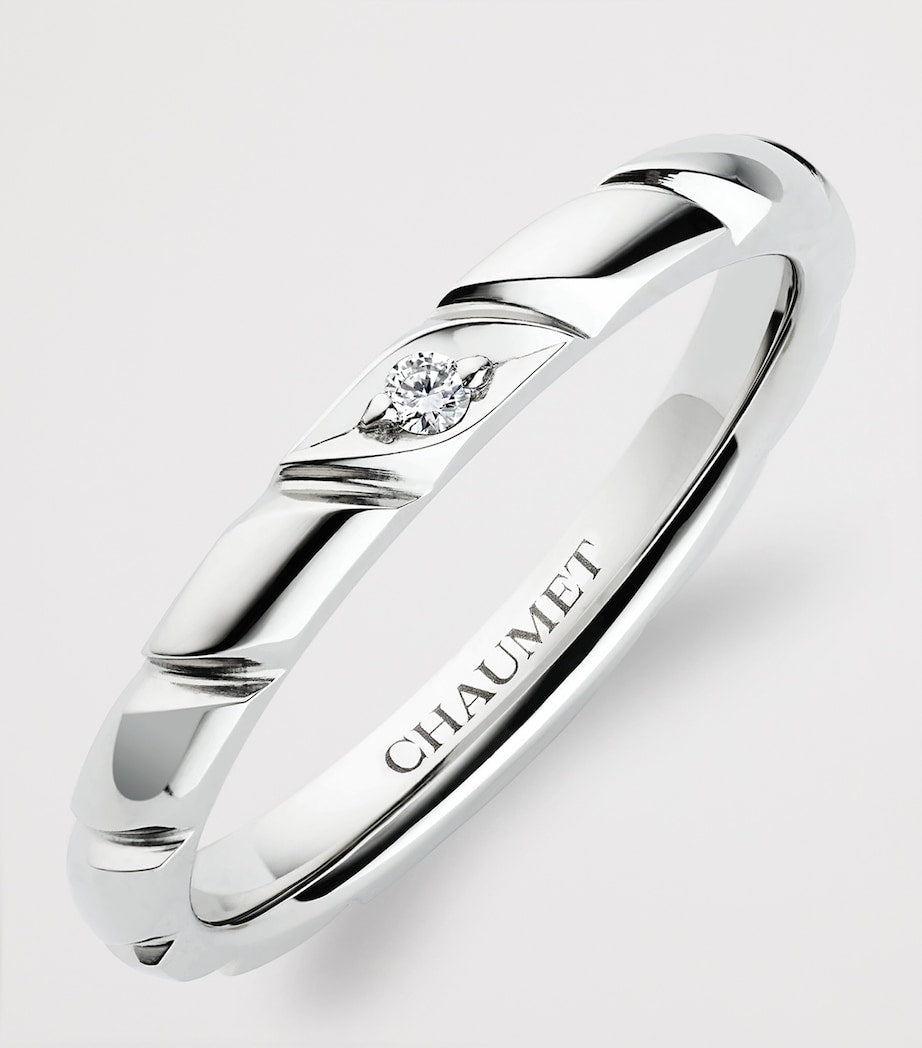 Chaumet Torsade de Chaumet platinum diamond wedding band, imported from the UK