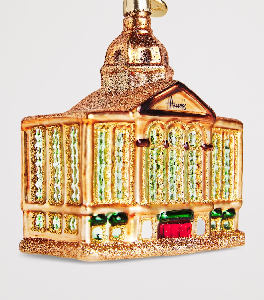 Harrods tree decoration glass ornament with gold ribbon, imported from the UK