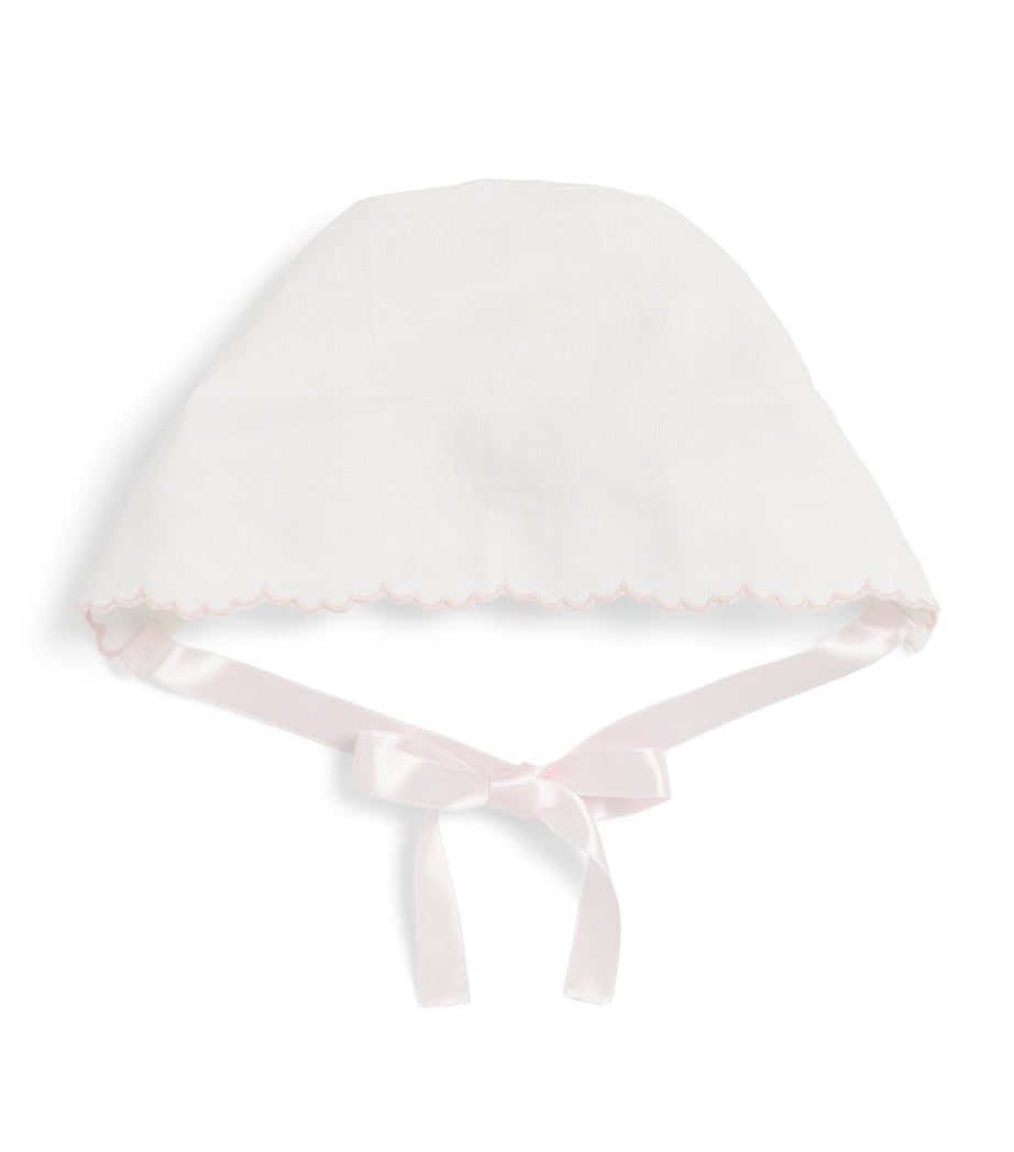 Pepa London linen-silk bonnet with scalloped trim, imported from the UK