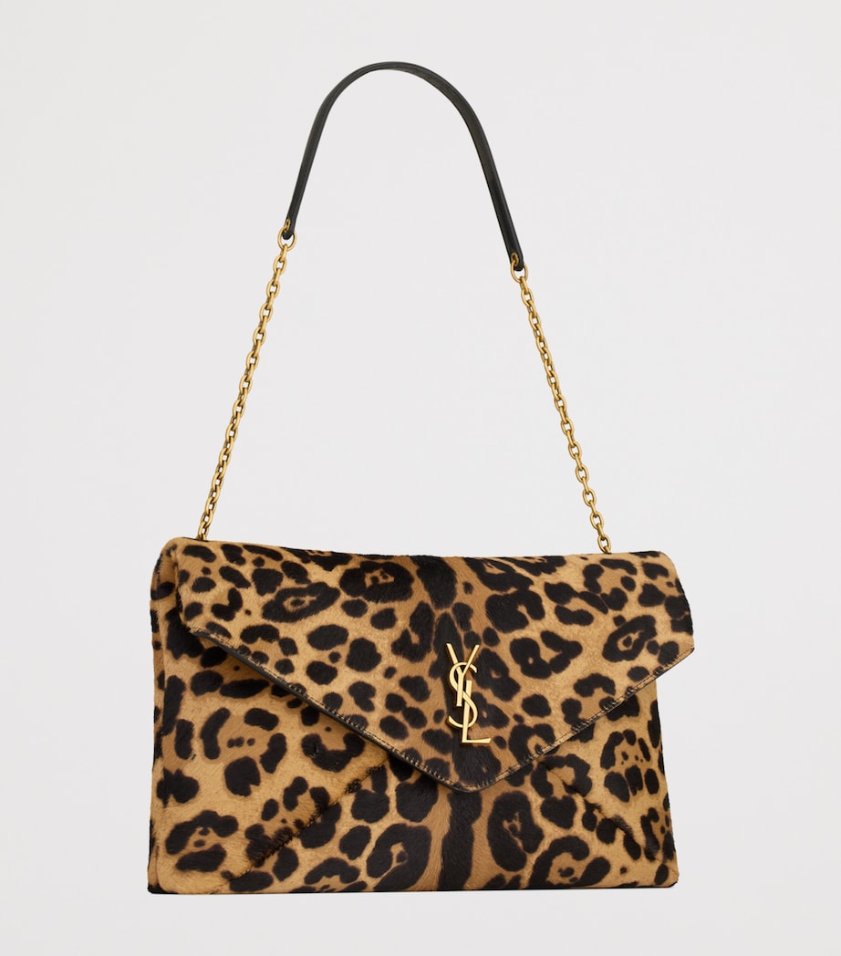 Saint Laurent Cassandre Envelope leopard pony hair chain wallet, imported from the UK