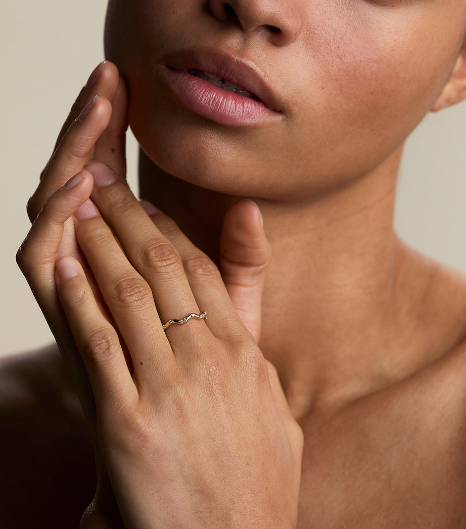 Astrid & Miyu gold-plated vermeil ripple ring, imported from the UK