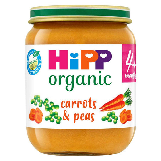 HiPP Organic Carrots & Peas Baby Food Jar 4+ Months 125g GOODS Sainsburys   