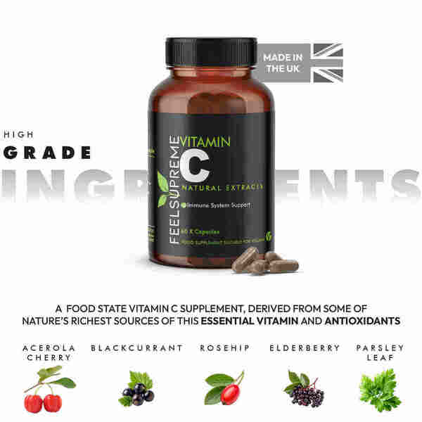 Feel Supreme Natural Vitamin C supplement 60 capsules (British brand)