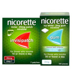 Nicorette Starter Bundle: Nicorette Invisi 25mg Patch 7s & Icy White 2mg Gum 105 Pieces General Health & Remedies Boots   