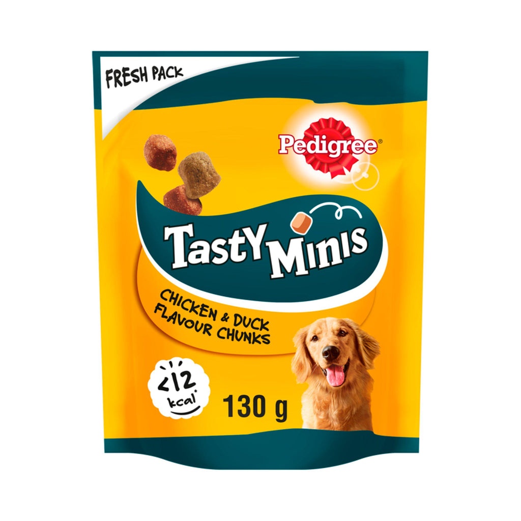 Pedigree Tasty Minis Adult Dog Treats Chicken & Duck Chewy Cubes 130g