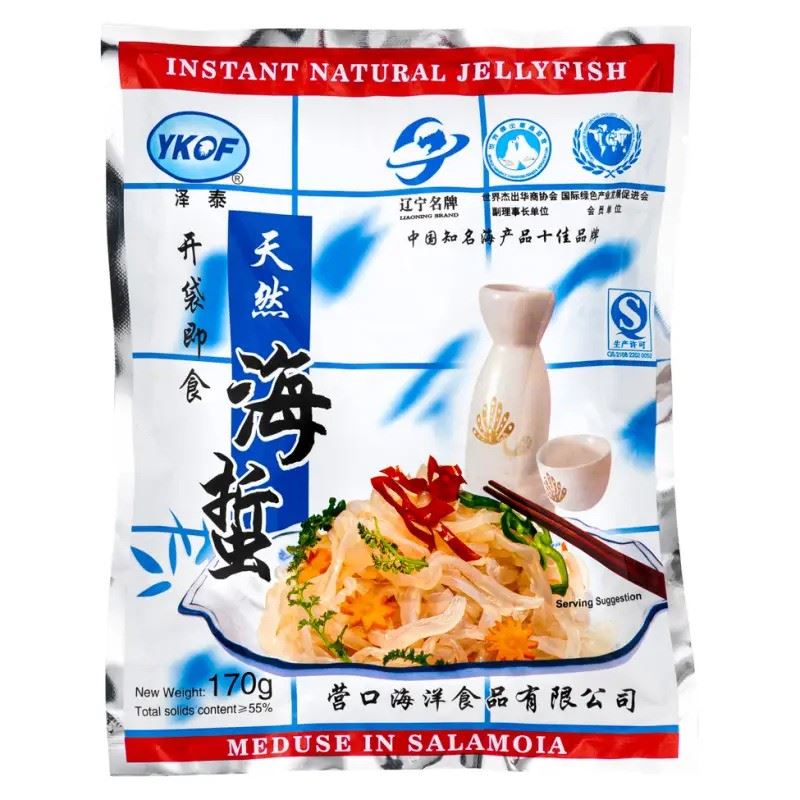 YKOF instant shredded jellyfish with sauce pack, UK version