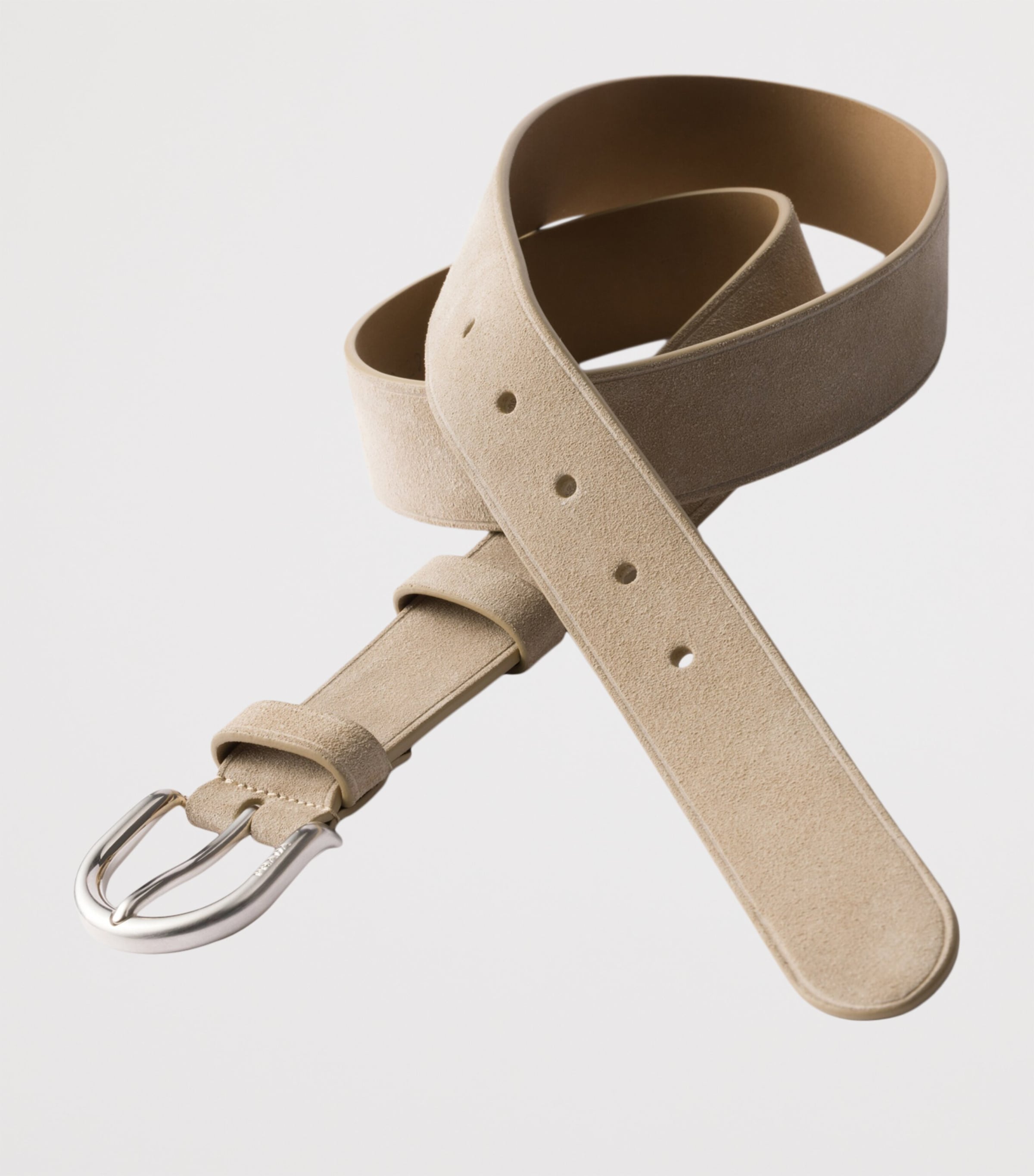 Prada designer suede belt with engraved buckle, UK version