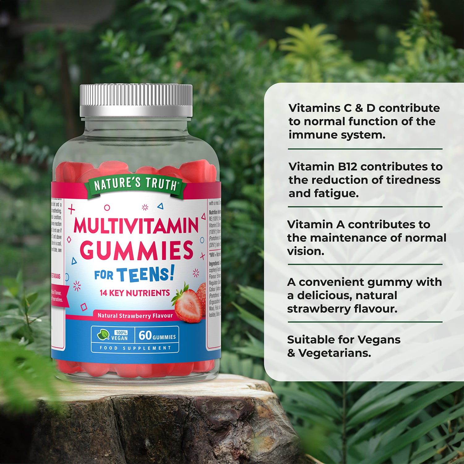 Nature's Truth strawberry multivitamin gummies 60 count, imported from the UK