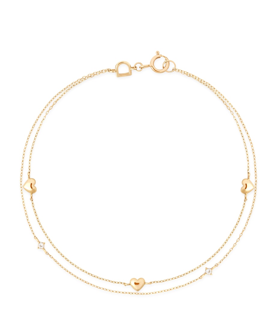 Astrid & Miyu gold topaz heart charm bracelet, imported from the UK
