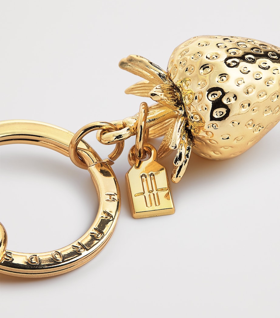 Harrods strawberry keyring gold-tone metal - British product