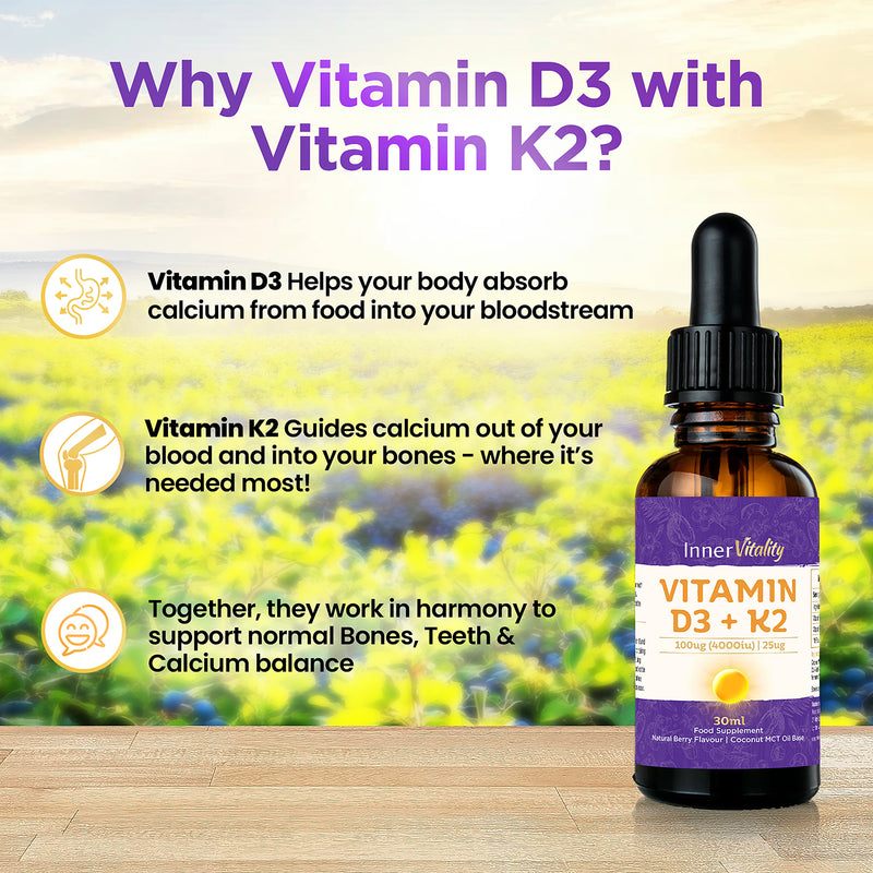 Inner Vitality D3 K2 drops Natural Berry 30ml (British brand)