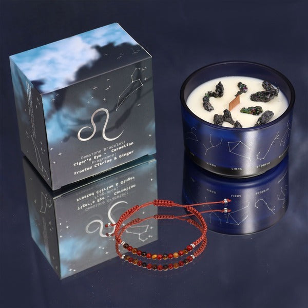 Serenityy's crystal candle with gemstone bracelet Leo 320g - British product
