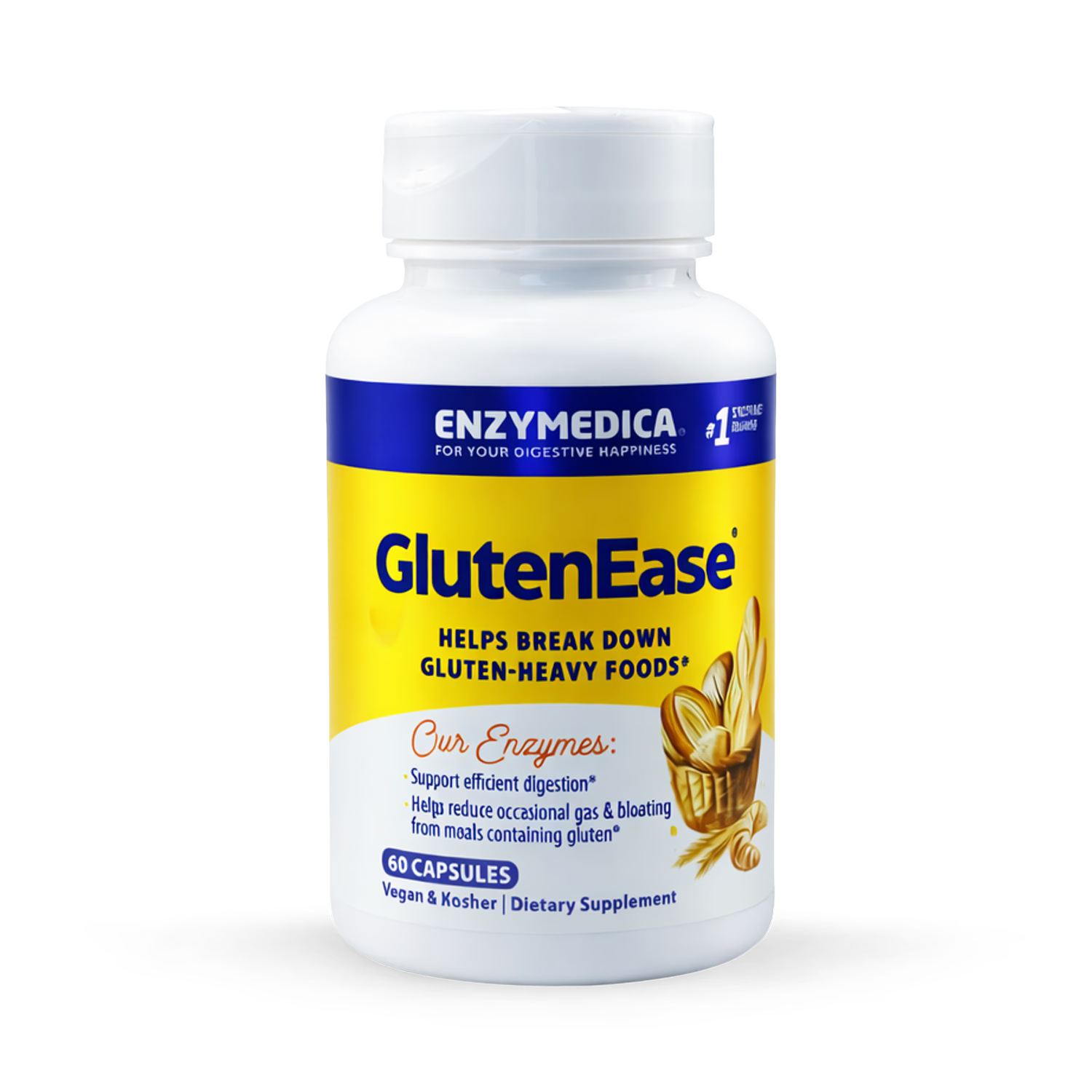 Enzymedica GlutenEase digestive enzymes 60 capsules, imported from the UK