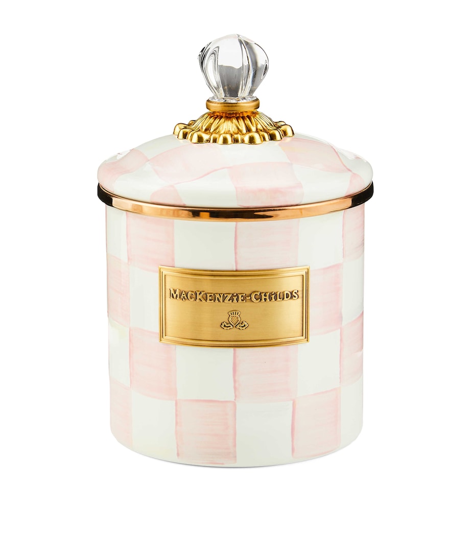 MacKenzie-Childs small Rosy Check canister 12cm, imported from the UK