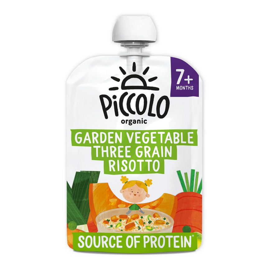 Piccolo Organic Garden Vegetable Three Grain Risotto Textured 7+ Months Baby Food ASDA   