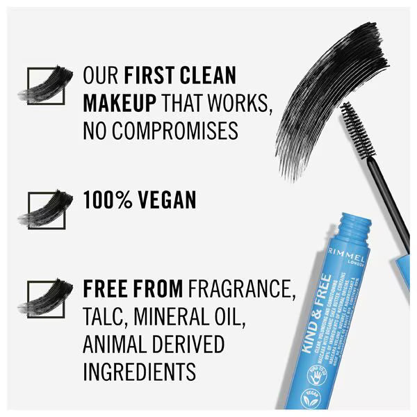 Mascara Volume Pur Rimmel Kind and Free Noir, importé du Royaume-Uni