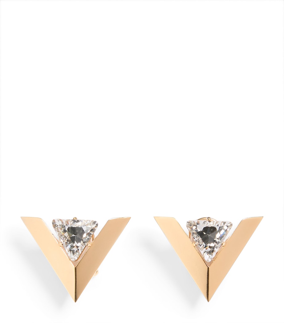 Valentino Garavani Large Je Les V logo earrings gold-tone brass crystal, imported from the UK