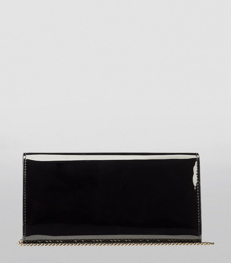 Jimmy Choo Emmie patent clutch bag with chain strap, UK version