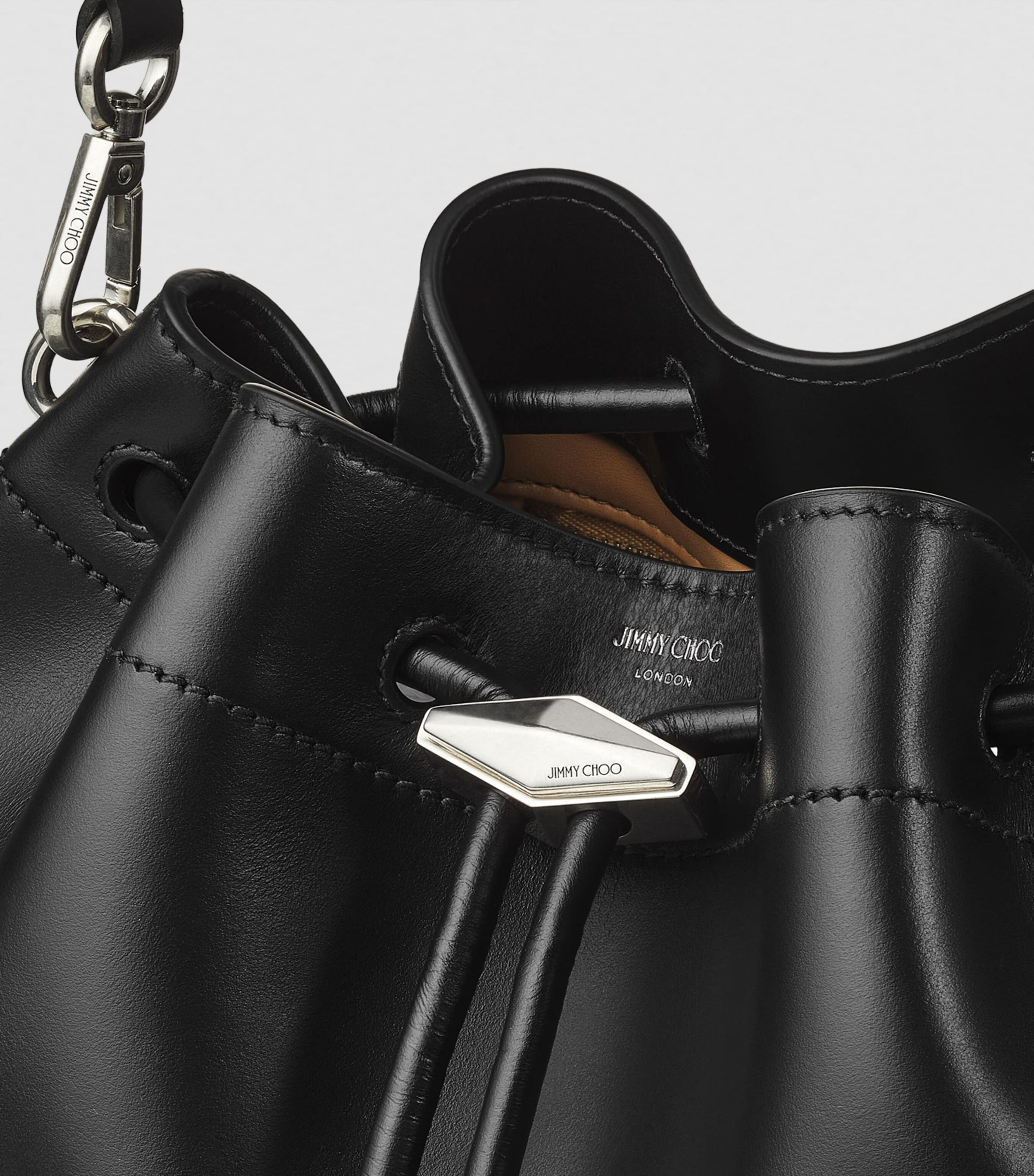 Jimmy Choo Cinch bucket bag leather chain drawstring, UK version
