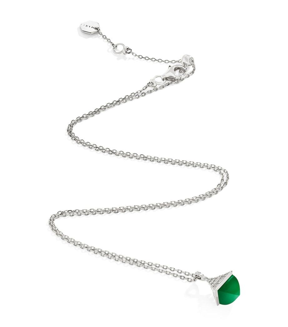MARLI New York white gold green agate pendant, imported from the UK