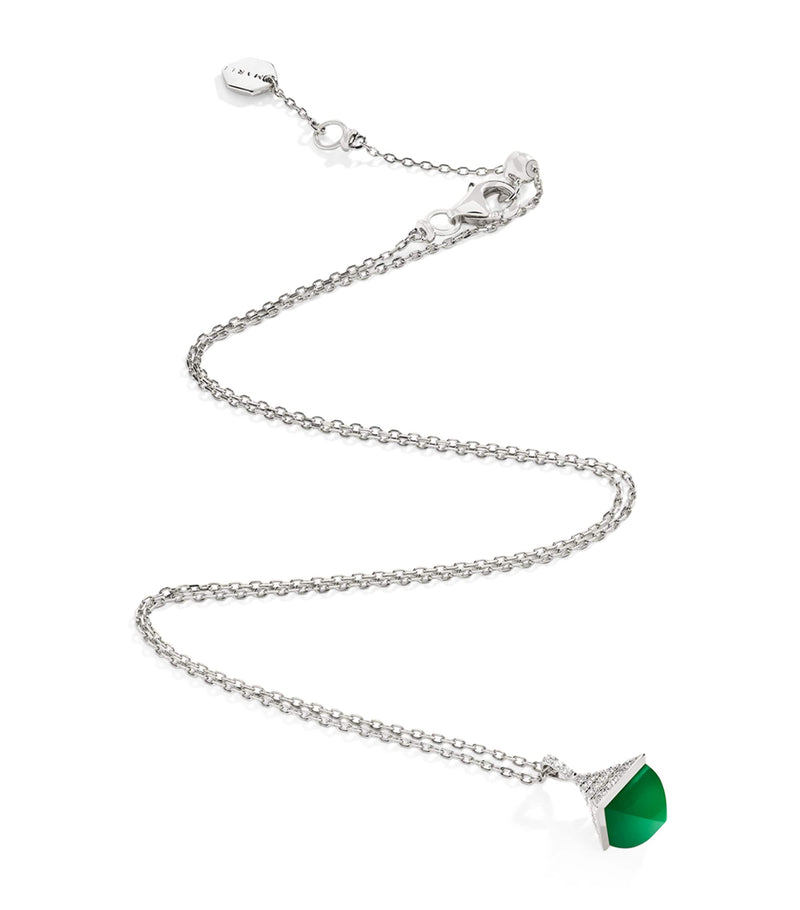 MARLI New York white gold green agate pendant, imported from the UK