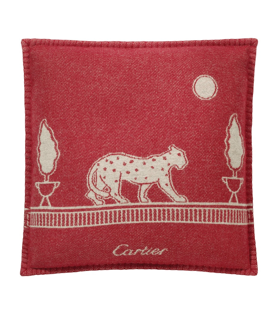 Cartier merino wool-cashmere Panthère de Cartier cushion 50cm x 50cm - British product