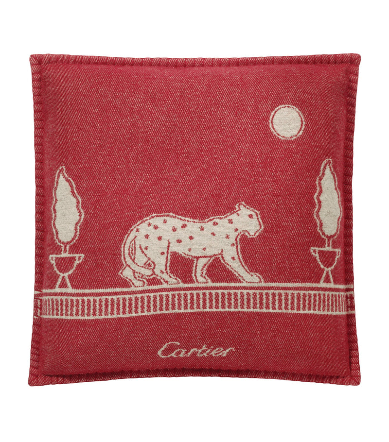 Cartier merino wool-cashmere Panthère de Cartier cushion 50cm x 50cm - British product